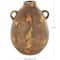 15.25" Brown Ceramic Antique Style Distressed Vase with Grooves & Handles
